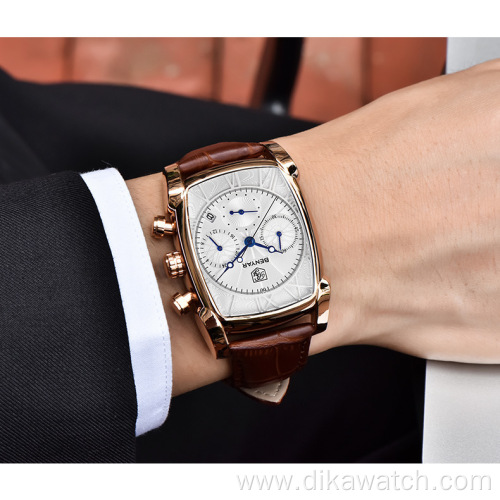 Hot selling benyar 5113 men's watch fashion multifunctional quartz watches waterproof genuine leather wristwatches wholesale
